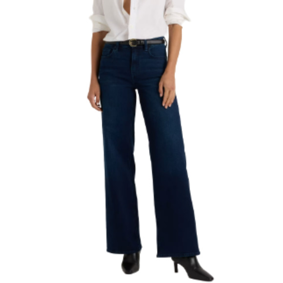 Quince Denim - QUINCE Bella Stretch Wide Leg Jeans in Deep Sea Blue Dark Wash Women's 30